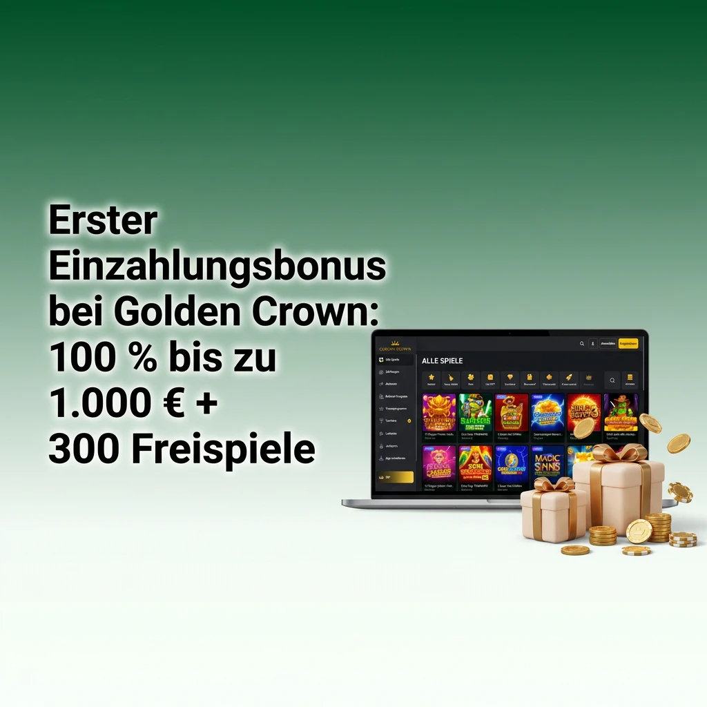 Erster Einzahlungsbonus bei Golden Crown: 100 % bis zu 1.000 € + 300 Freispiele