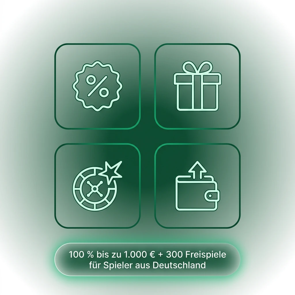 100 % bis zu 1.000 € + 300 Freispiele für Spieler aus Deutschland